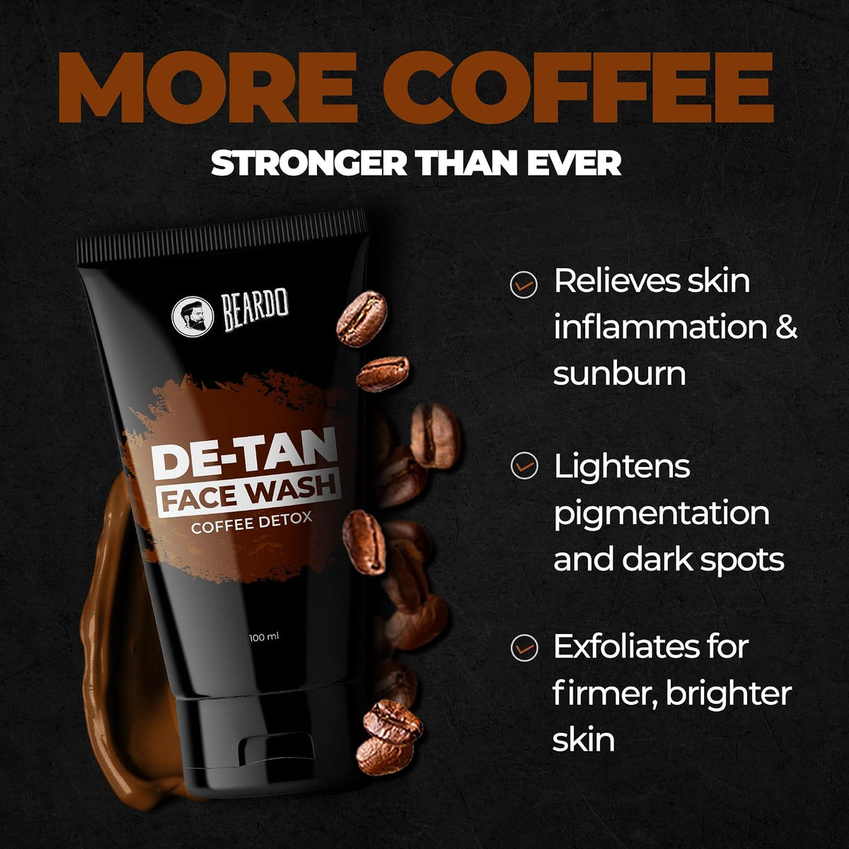 Beardo Detan Combo For Men (Set of 3) | Detan Face Wash & Detan Scrub & Detan Body Wash with Powerful Coffee Extract for Tan Removal | Hydrates & Exfoliates Men's Skin for Oil Control