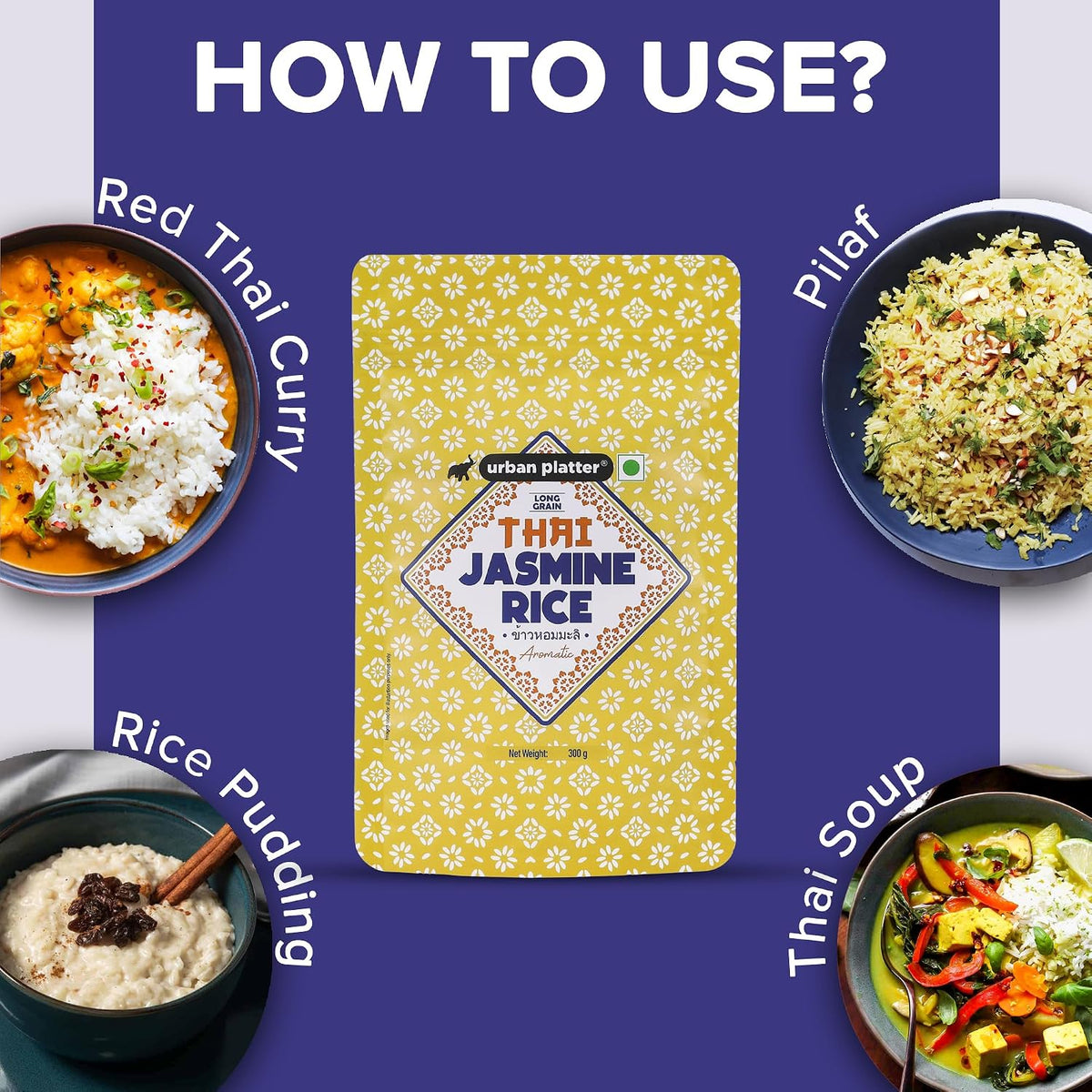 Urban Platter Thai Jasmine Rice, 300g (Aromatic Long-Grain Rice | Soft & Fluffy Texture | Asian Pantry Staple)