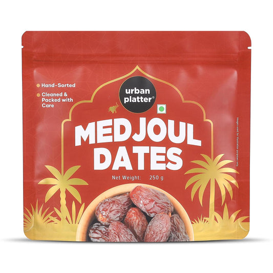 Urban Platter Medium Medjoul Dates, 250g (Hand-Sorted | Moist & Caramelly Texture | Perfect for Snacking & Gifting)