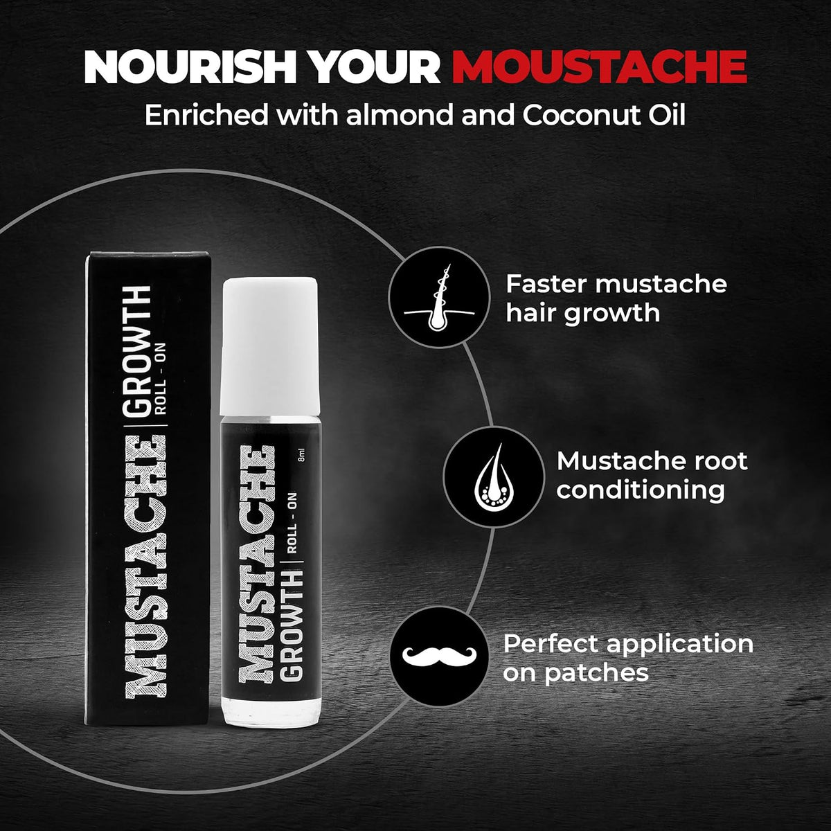 Beardo Moochwala Growth Combo for Men | Derma Roller + Moustache Growth Roll-On + Styling Tool | Helps Stimulate Hair Follicles | Supports Thicker, Fuller-Looking Moustache | Easy At-Home Moustache Care Kit