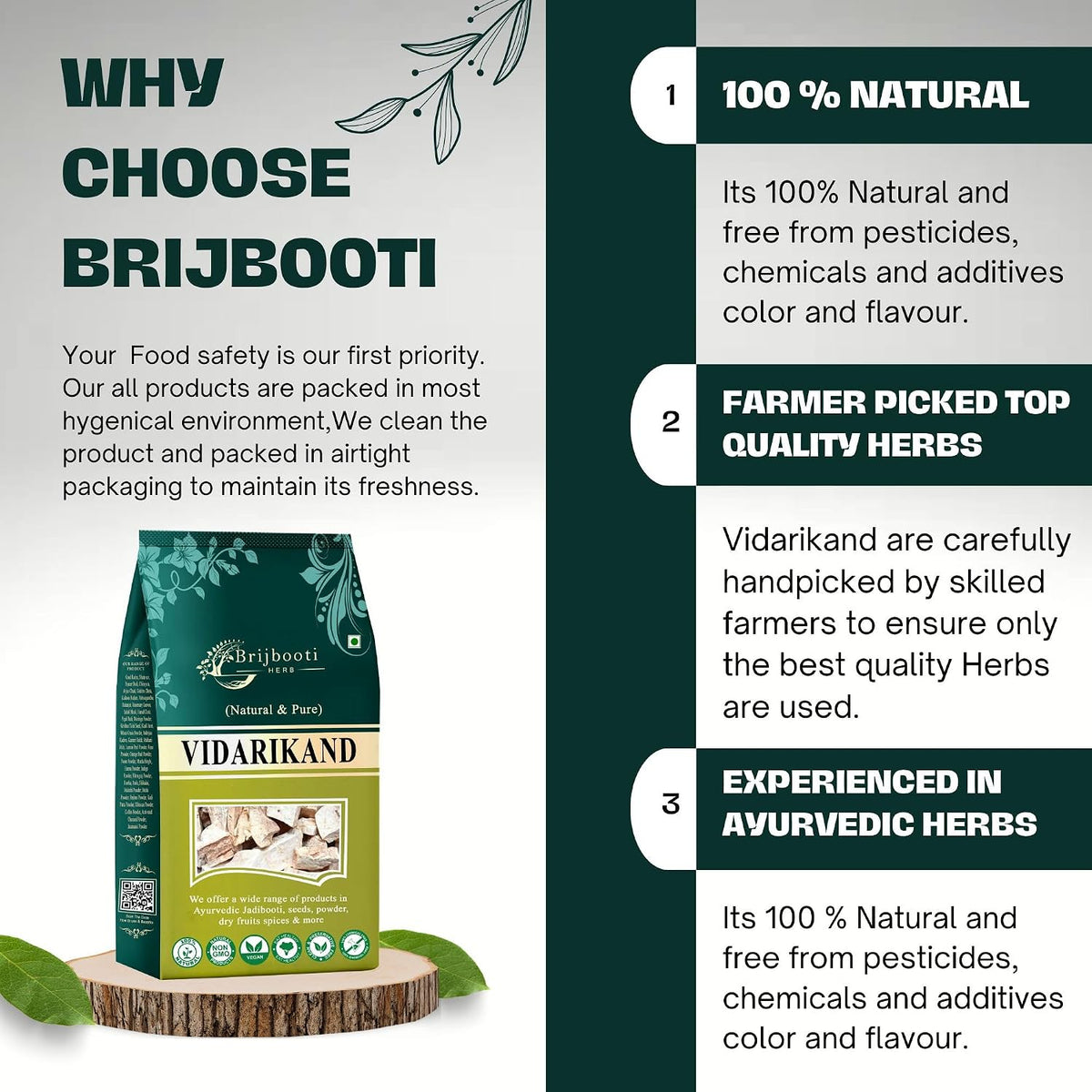 BrijBooti Vidarikand Herbal Kudzu -(400 Gr) | (Pueraria tuberosa) Bidharikand Indian Kudju
