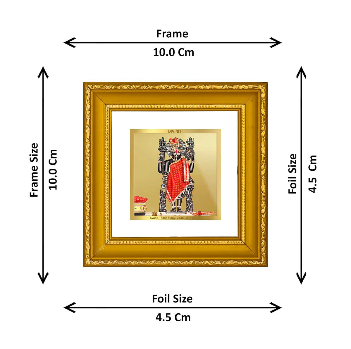 Diviniti Dwarkadhish Gold Plated Wall Photo Frame, Table Décor| DG Frame 101 Size 1A and 24K Gold Plated Foil| Religious Photo Frame Idol For Pooja, Gifts Items (10 CM X 10 CM)
