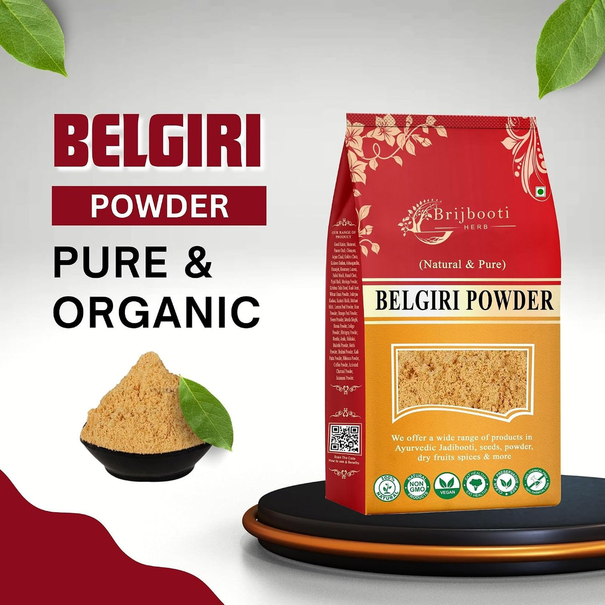 BrijBooti Bel Giri Powder Bealgiri -(400 Gr) | Dry Wood Apple For Digestive Health | Bael Fruit Powder For Immune Support - Bel Phal Aegle Marmelos.