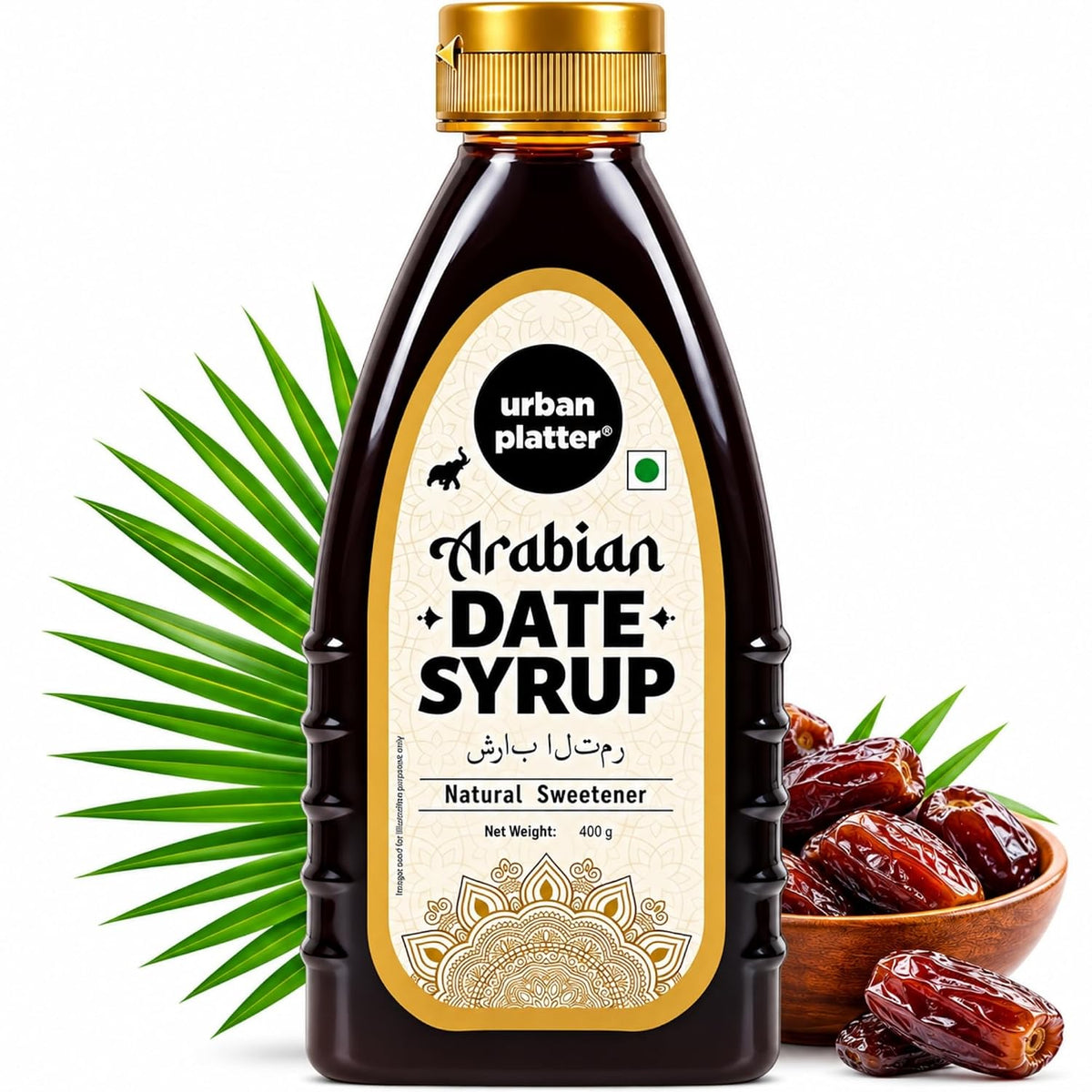 Urban Platter Date Syrup, 400g (Made from 100% dates | Deep, Malty Sweetness | Baking & Everyday Sweetening)
