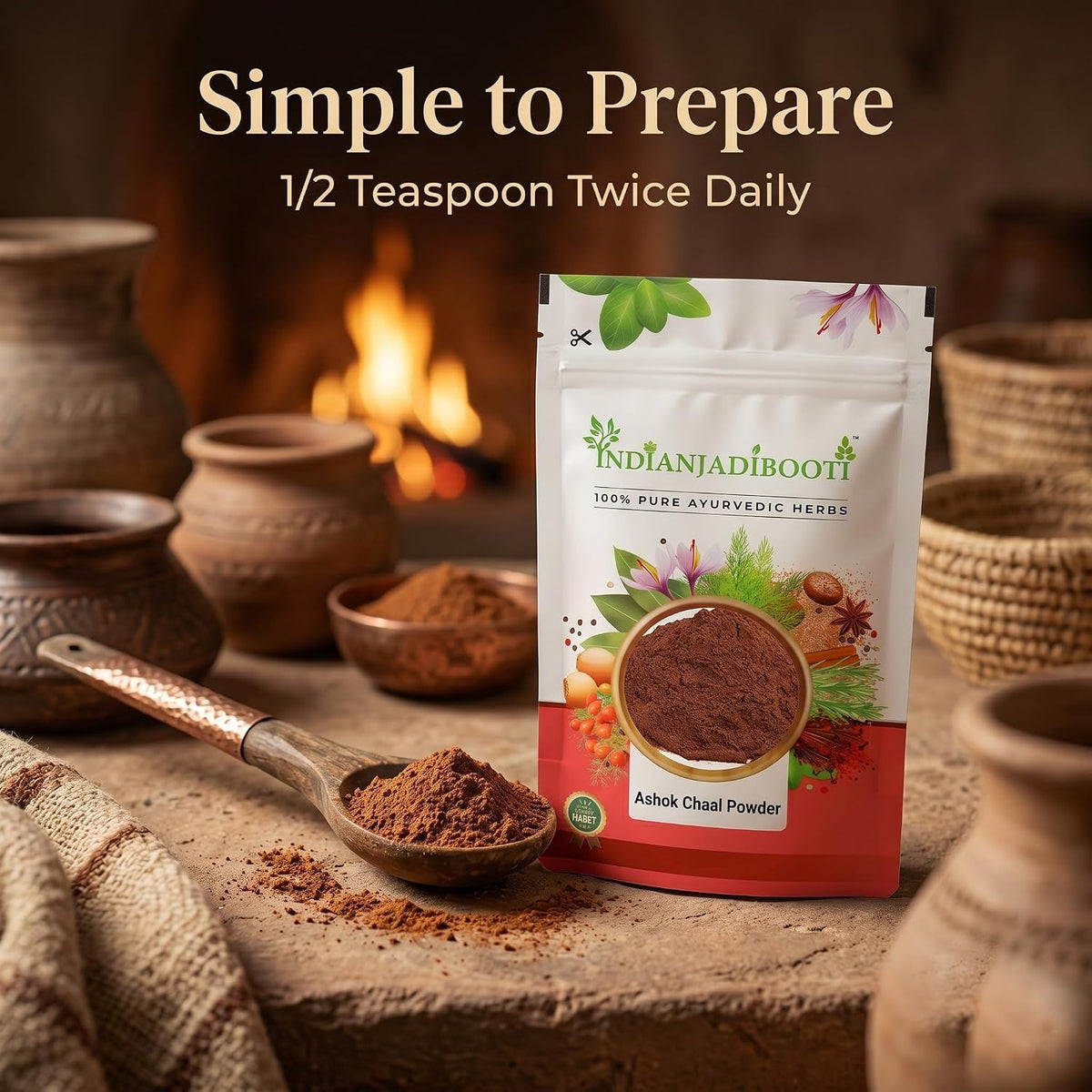 IndianJadiBooti Pure Ashok Chaal Powder (Ashoka Bark Churna) | Saraca Indica | Traditional Botanical for Holistic Female Wellness & Systemic Harmony (250g)