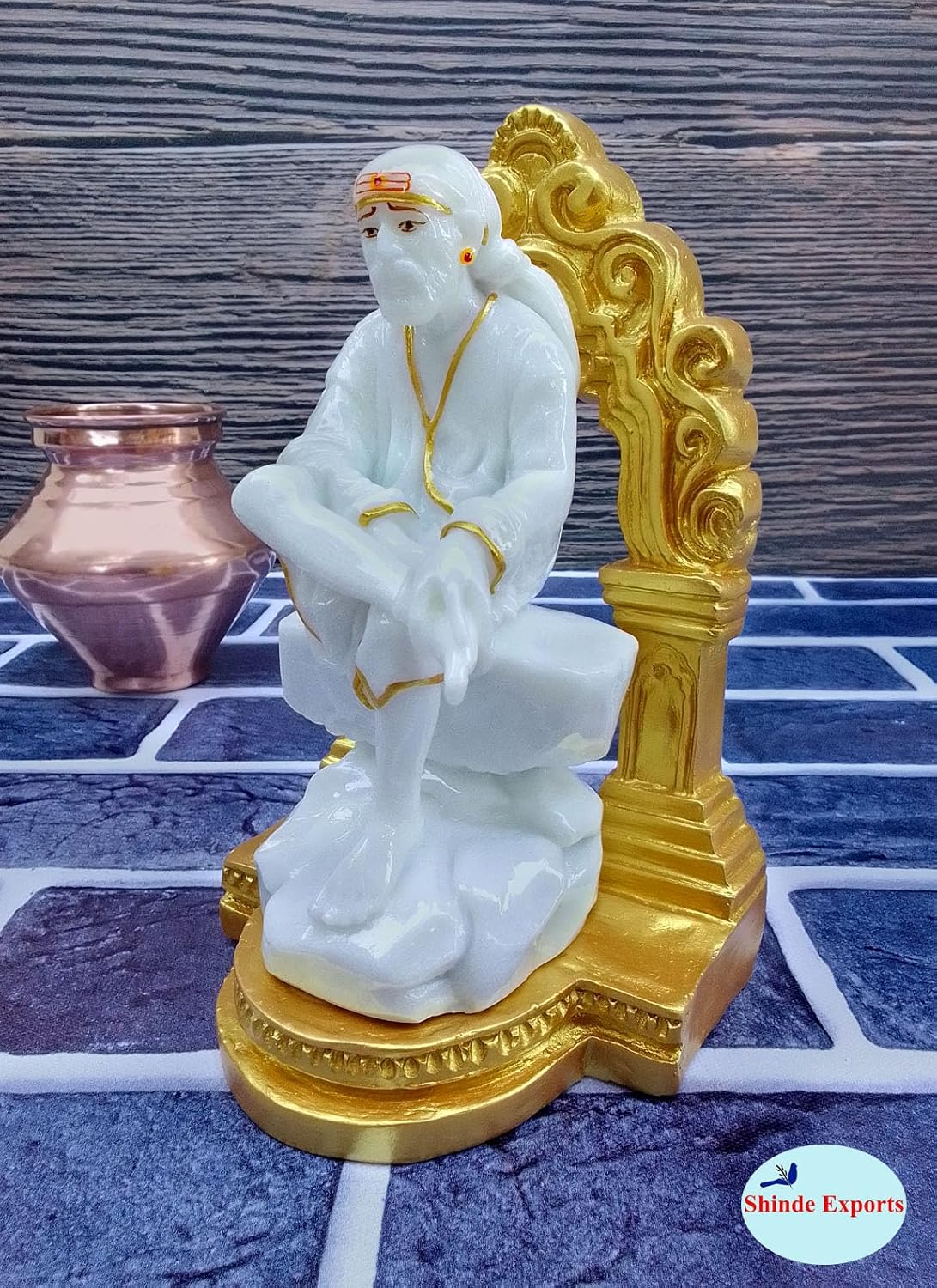 SHINDE EXPORTS Big Size White shirdi saibaba Marble Idol for Pooja Room Statue murti Home Murty (20 cm)
