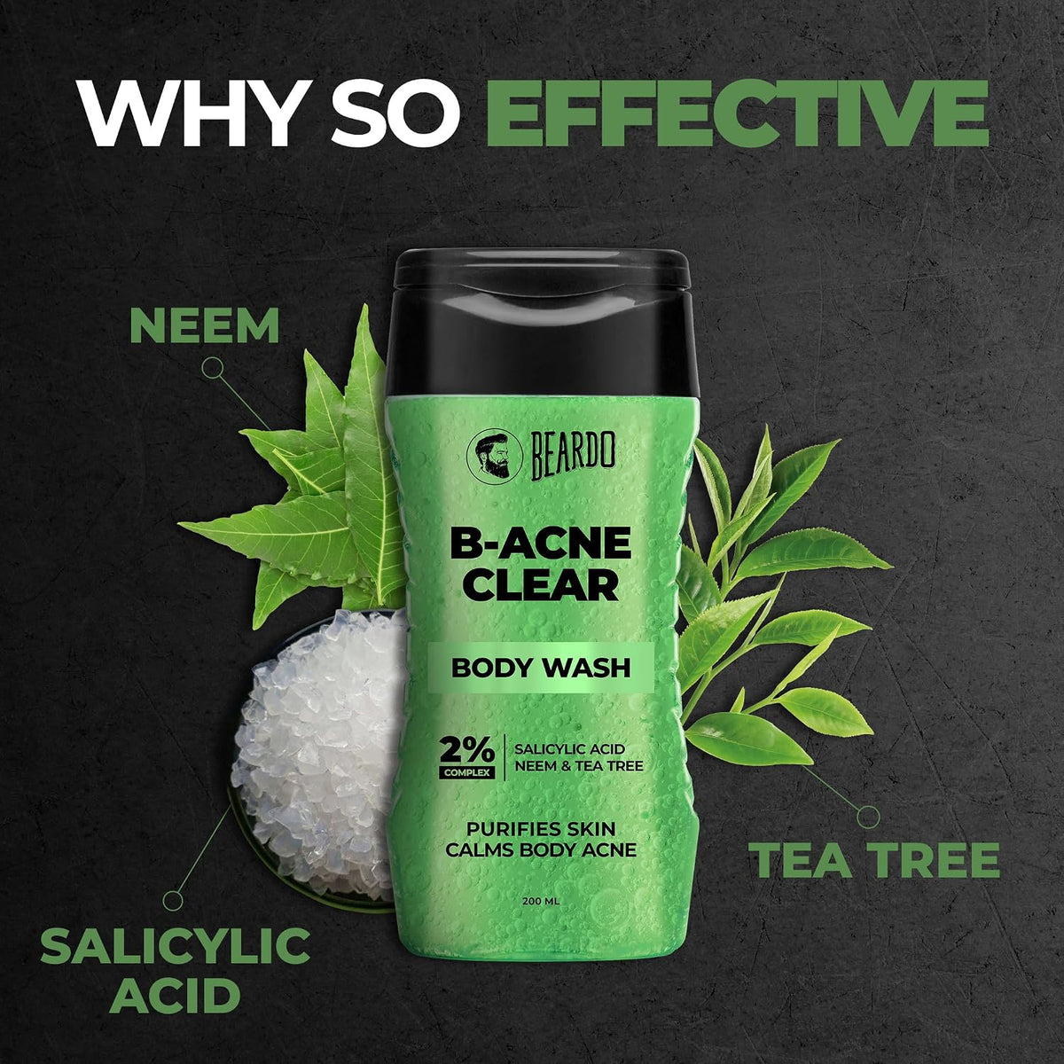 Beardo Acne Ka The End Kit for Men | 2% Salicylic Acid Face Wash, Body Wash & Pimple Patch | Helps Fight Face & Body Acne, Controls Excess Oil | Complete Acne Care Kit