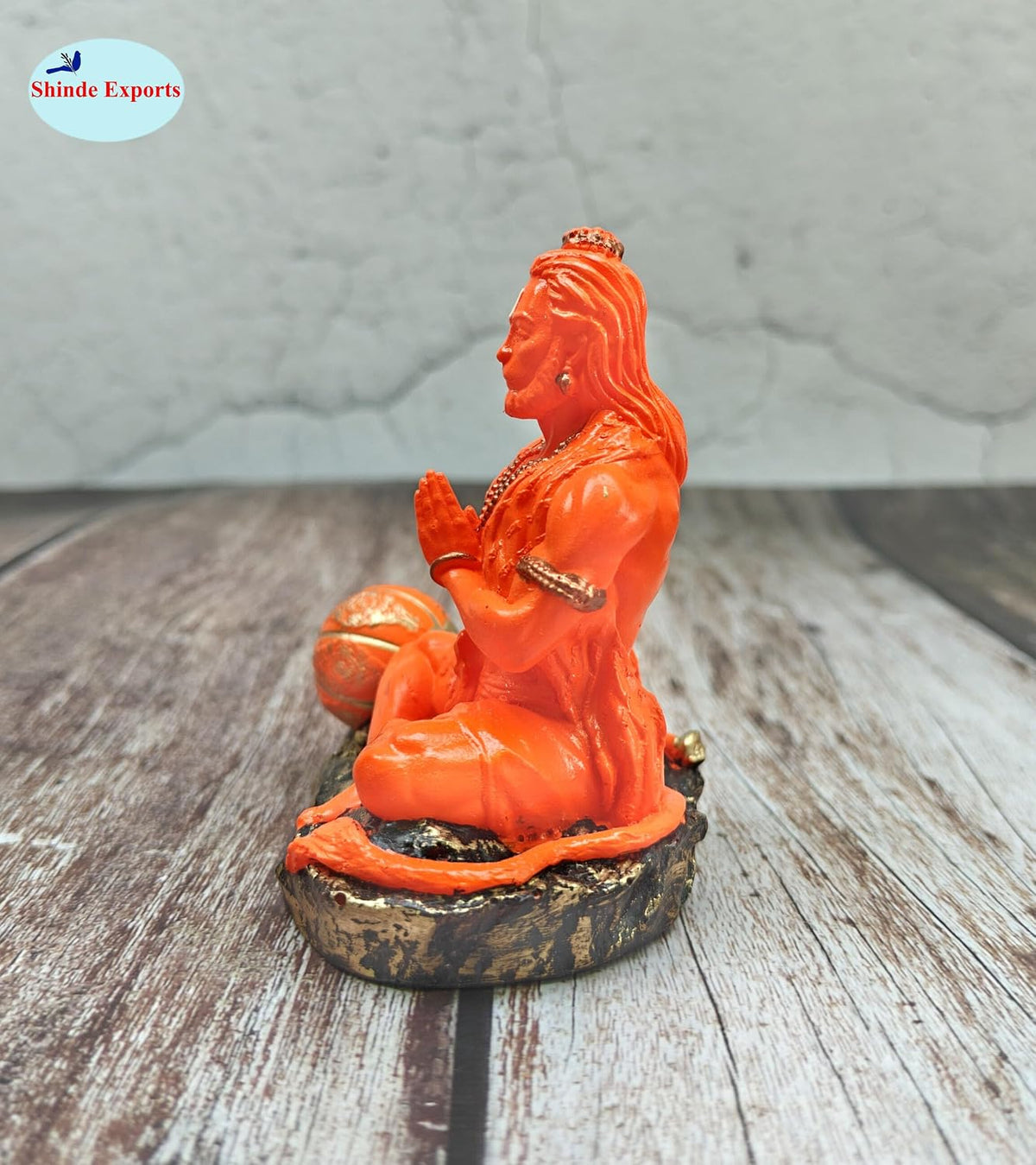 SHINDE EXPORTS Small Size Marble Hanuman Idol murti for car Dashboard Home puja (Orange)