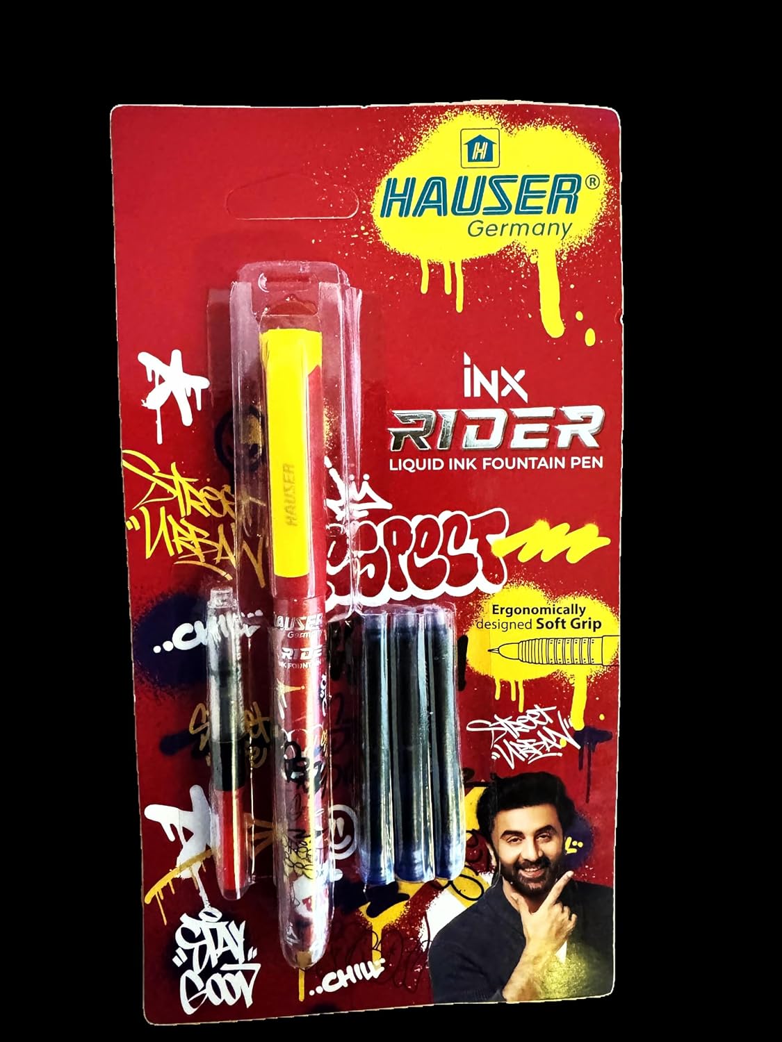 Hauser Germany INX Liquid Ink Fountain Pen Set, 2 Pens with Jumbo Ink Cartridges