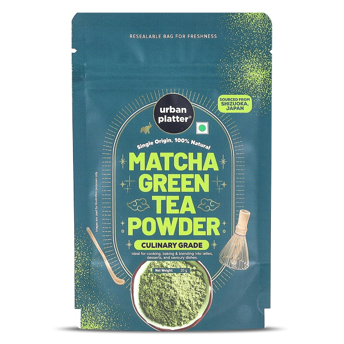 Urban Platter Japanese Culinary-grade Matcha Green Tea Powder, 20g (Sourced from Shizuoka, Japan | Stone-Ground | Antioxidant-rich)
