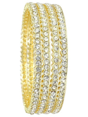 NMII Gold Plated Metal American Diamond Bangles Set For Women & Girls | Traditional Metal Bangles | AD Bangles Set | Women's Bangles Bracelet | Diamond Kada | Fashion Jewellery - Set of 4