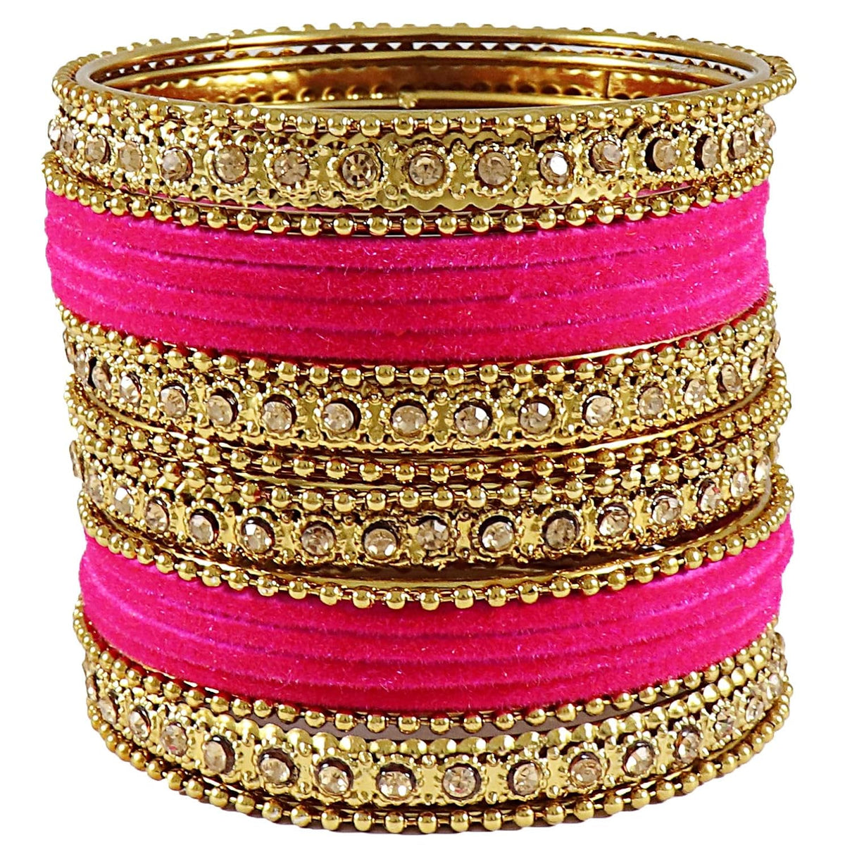 NMII Metal Base Metal Zircon Stone Bangle Set For Women & Girls (Multicolored) (Pack of 20)