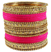 NMII Metal Base Metal Zircon Stone Bangle Set For Women & Girls (Multicolored) (Pack of 20)