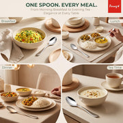 Parage Tiara Stainless Steel Dinner Spoon Set of 6, Length 16cm Tableware with 2mm Thickness Spoons, Mirror Finish for Home Kitchen Dining