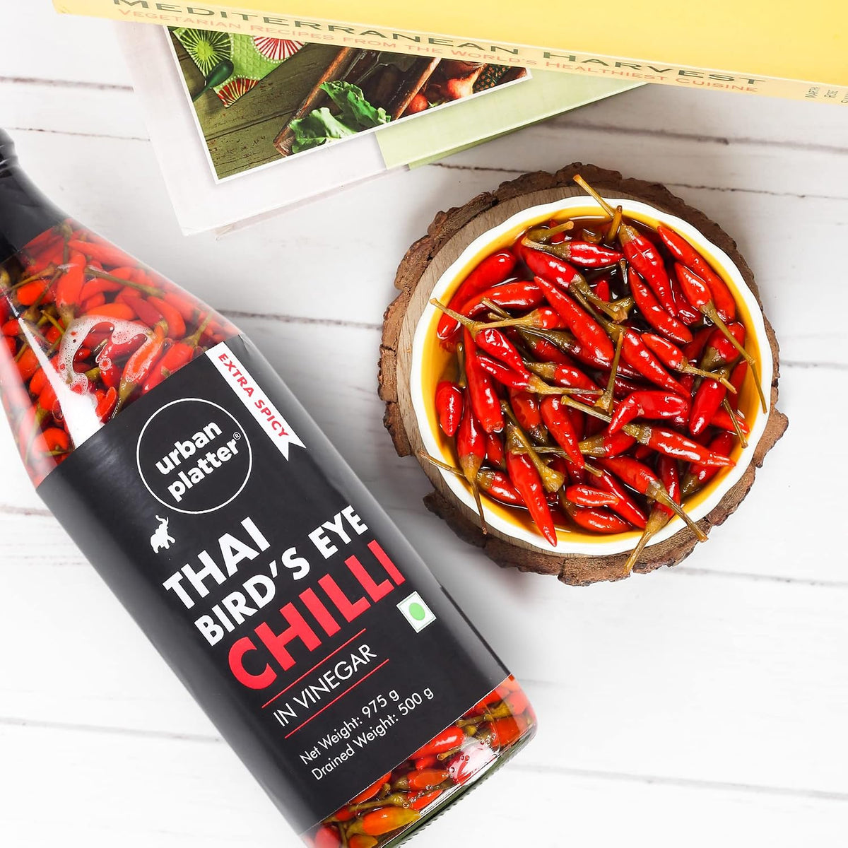 Urban Platter Extra Spicy Thai Bird's Eye Chilli in Vinegar, 975g