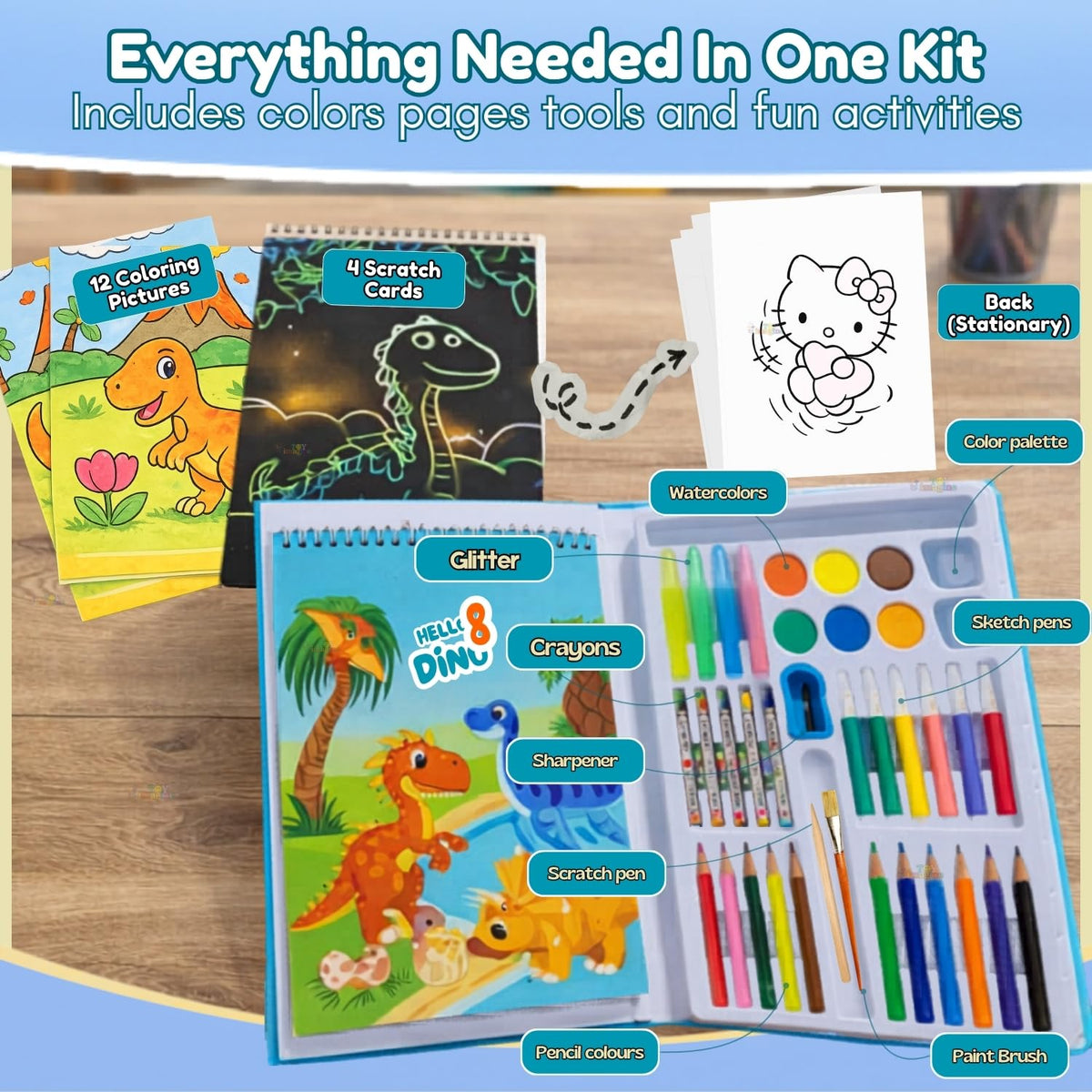 Toy Imagine Coloring Book Art Kit for Kids 6-12 with Crayons & Pencils
