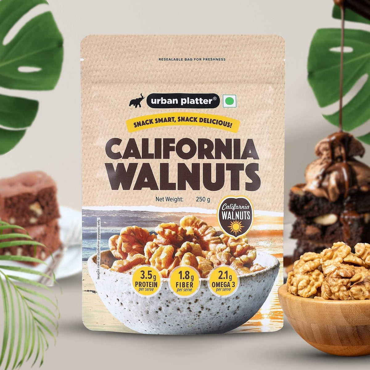 Urban Platter California Walnut Kernels, 250g (Shelled Halves | Rich in Omega-3 & Antioxidants | Heart-Healthy Snack)
