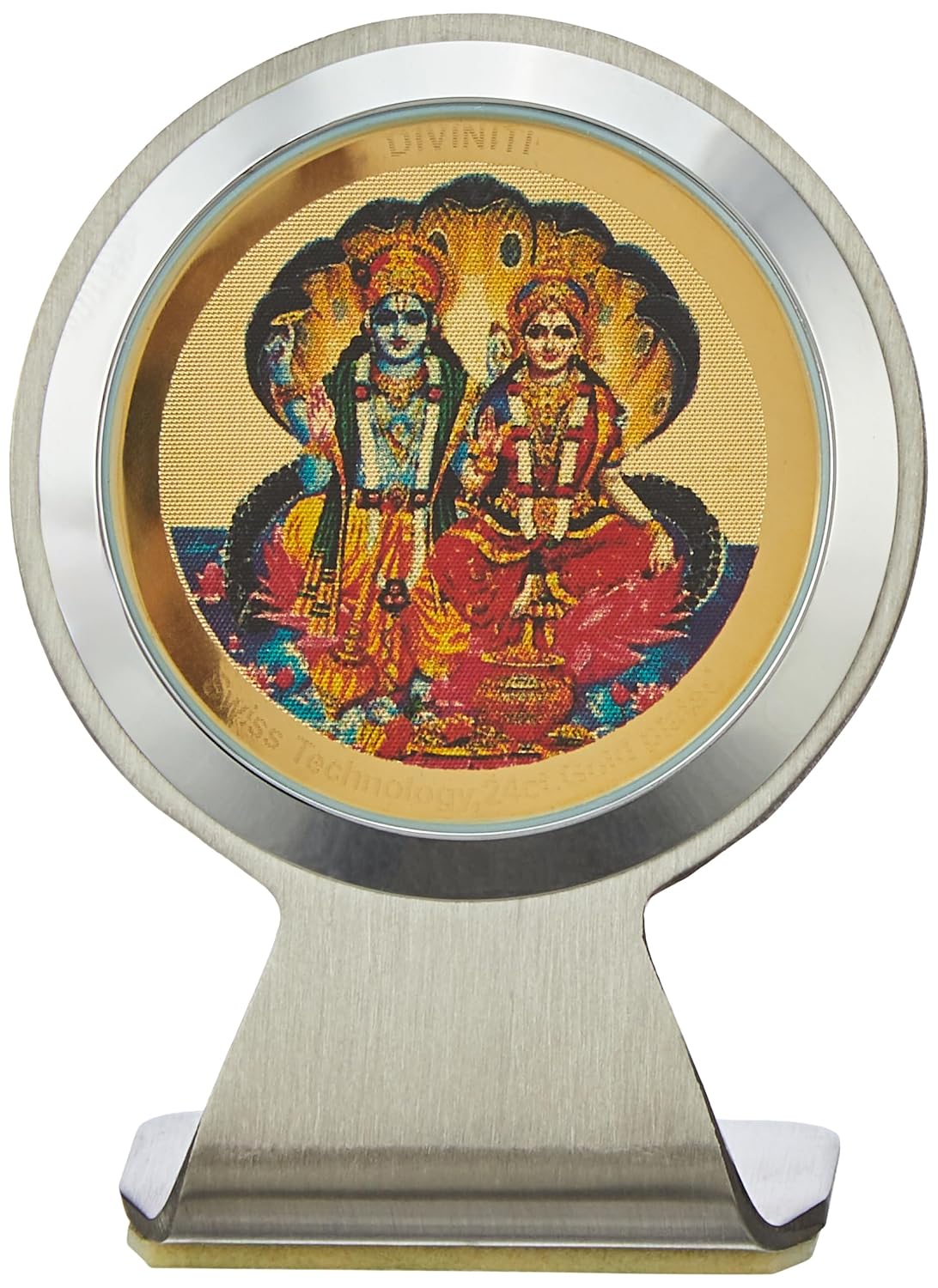 DIVINITI 24K Gold Plated Lord Vishnu Ji Car Dashboard Idol Frame | Premium Spiritual Car Accessory for Divine Blessings & Positivity | Luxury Devotional Gift for Car, Office & Home | 6X4.5 CM