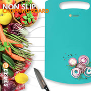 E-COSMOS® Plastic Cutting/Chopping Board for Kitchen, Heavy-Duty & Durable Kitchen Board for Vegetable and Meat Chopping, Anti-Slip Grip, Easy to Clean (Turquoise) (34L X 22W)