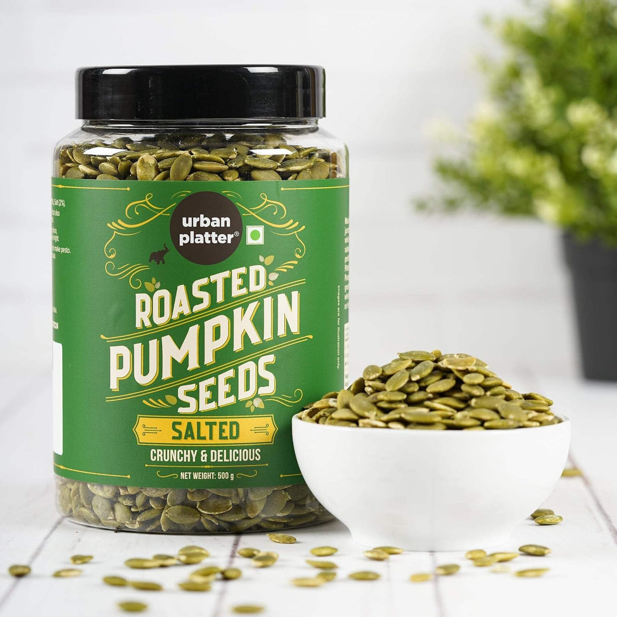 Urban Platter Roasted Pumpkin Seeds, 500g (Pepitas, Naturally Rich in Protein & Healthy Fats, Snack, Sprinkle & Bake)