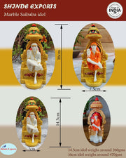 SHINDE EXPORTS shirdi saibaba Marble Idol Statue murti Home Murty for car (Orange, 14.5cm)