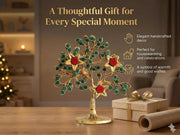 KridayKraft Metal Kalpavriksha Tree for Home Decor - Golden Wish Fulfilling Tree Metal Showpiece for Temple, Vastu, Office Table & Gifting Banyan (No 1 Golden with Stone)