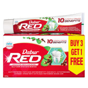 Dabur Red 600g (150g x 4, Pack of 4) Toothpaste - India's No.1 Ayurvedic Paste, Provides Protection Plaque Removal, Toothache, Yellow Teeth, Bad Breath