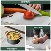 Parage Stainless Steel Medium Chopping Board 31 x 21 CM | Non Porous Kitchen Cutting Board for Home Use for Meat Fish Vegetables Fruits Bread | Anti Bacterial Odor Resistant Rust Free Heavy Duty