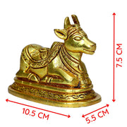 Aalayam Selveer Brass Nandi Idol for Puja | Nandi Brass Statue 7.5 CM Height, 550g Gold Colour 1 No