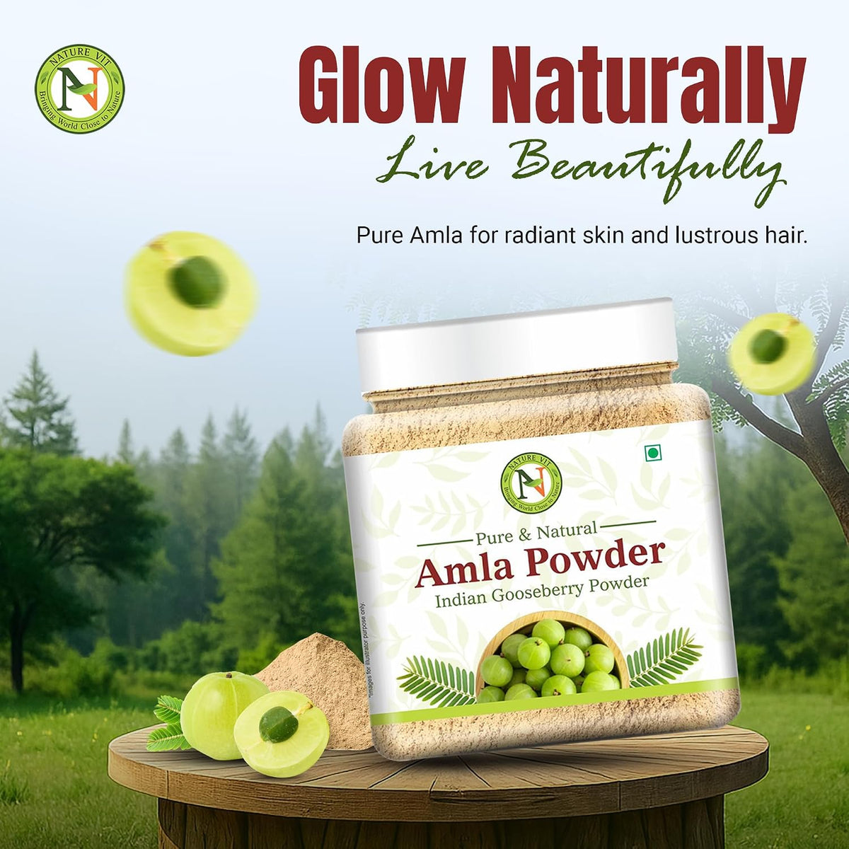 NatureVit Amla Powder 100g for Hair Growth | 100% Pure & Natural Indian Gooseberry Eating | Rich in Vitamin C | No Additives