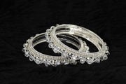 NMII Alloy Metal Pearls & Diamond Stone Traditional Bangles Set For Women & Girls | Designer Bridal, Fancy Party, Wedding, Occasion Jewellery | Bangles Kada For Women Stylish | Set of 2