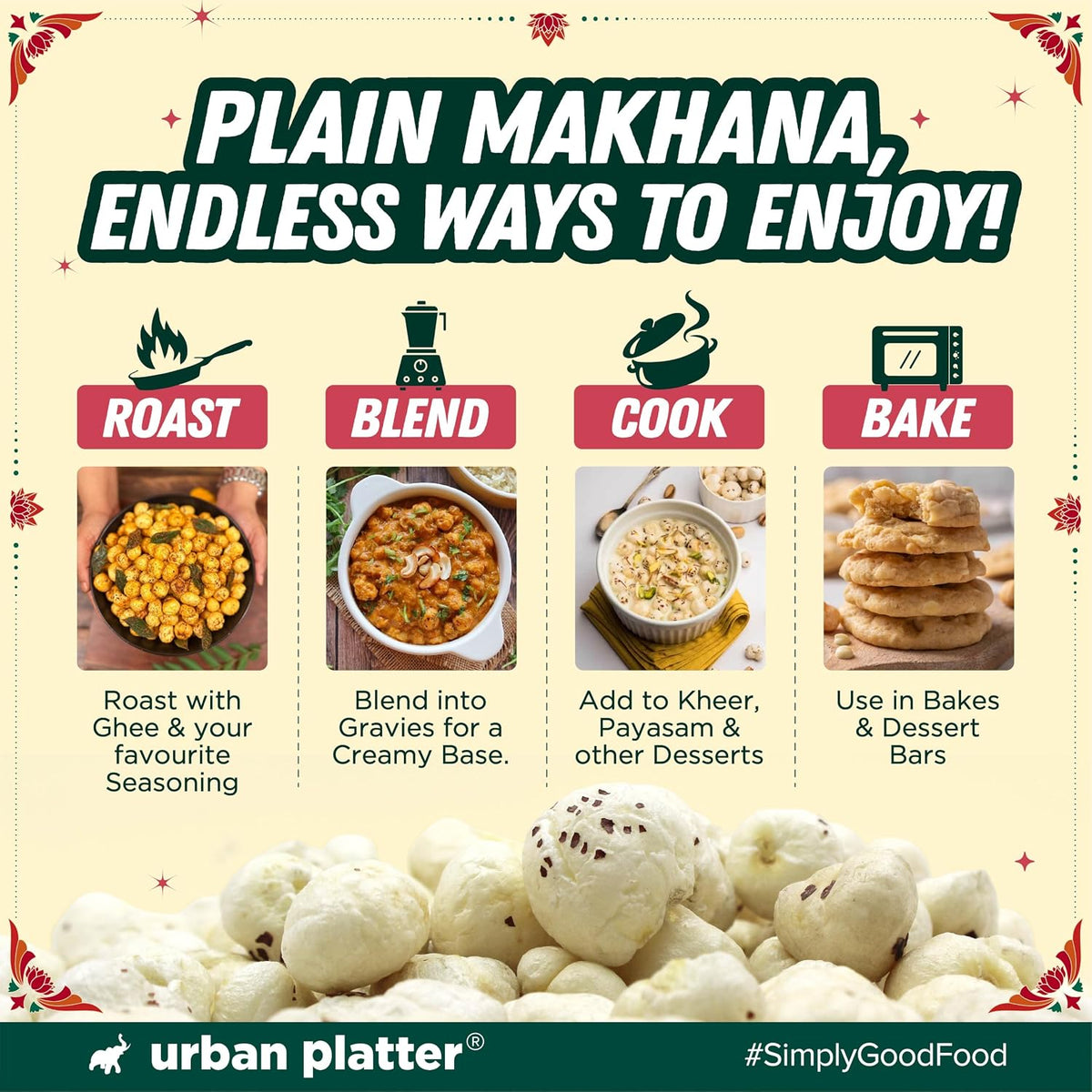 Urban Platter Makhana, 150g (Popped Water Lily Seeds, Source of Protein and Fiber, Unroasted and Unsalted)