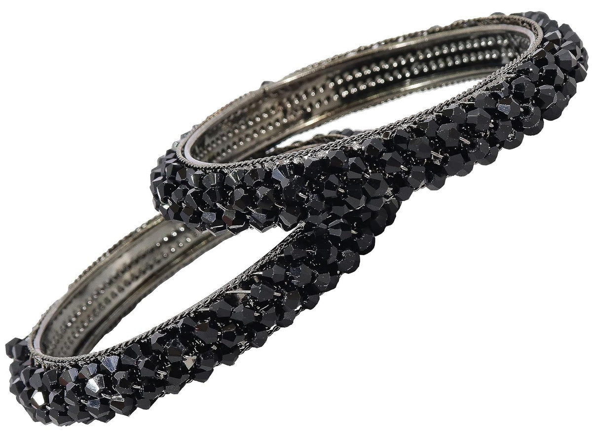 NMII Metal with Pearls Bangles Bracelet Set For Girls & Women I Pack of 2 Bangle