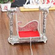 KridayKraft Metal Swing Laddu Gopal Jhula,Krishna Hindola Palana,Decorative Laddu Gopal for Temple Pooja,Showpiece Figurines,Religious Idol Gift Article.