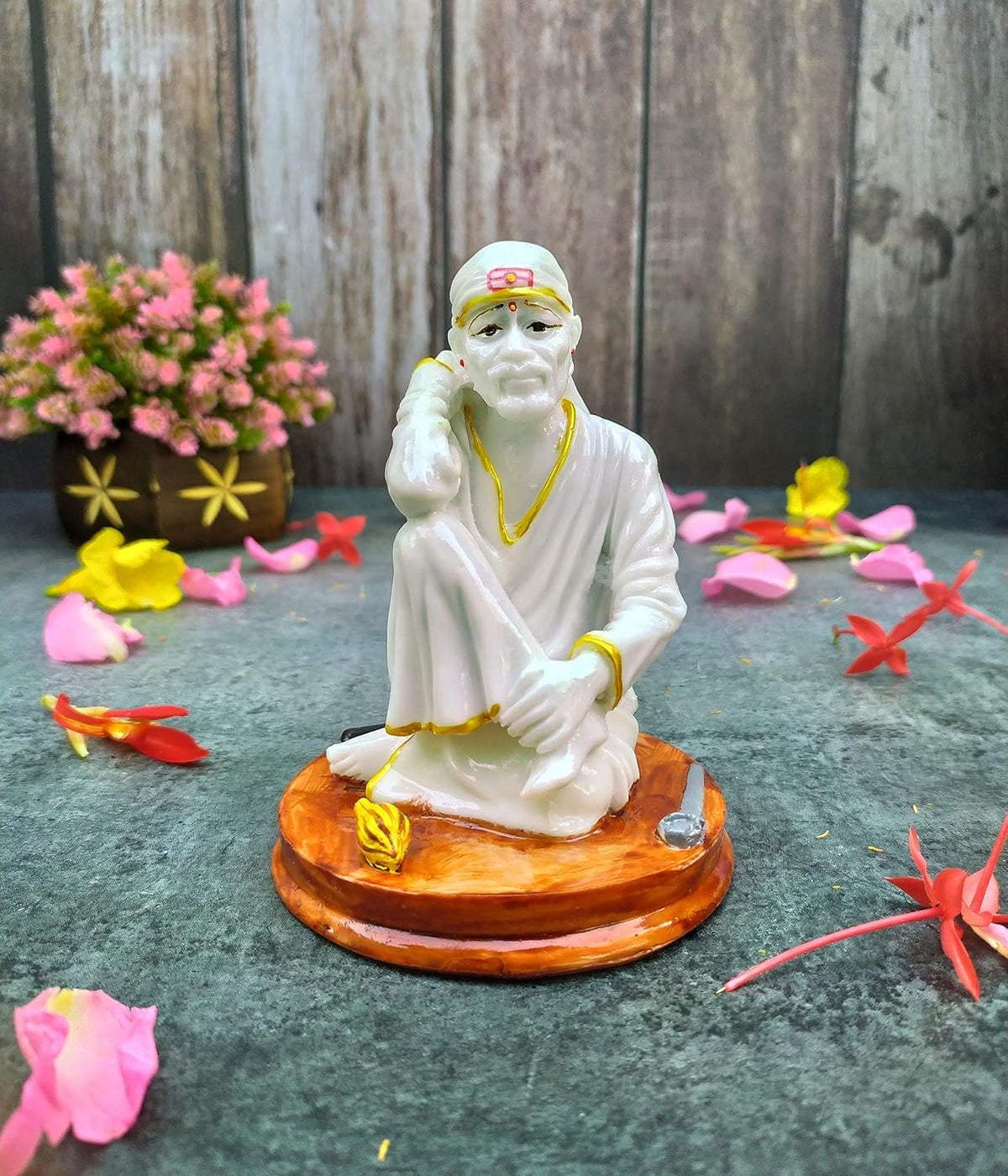 SHINDE EXPORTS saibaba Idol/shirdi saibaba Idol Marble/saibaba Idol for Pooja Room 5 inches