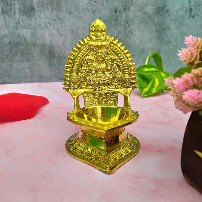 Shinde Exports Lakshmi Brass Diya Lamp, Design 1