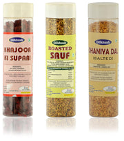 Dilkhush Khajoor Ki Supari and Roasted Sauf and Dhaniya Dal, 400 g (Combo of 3)