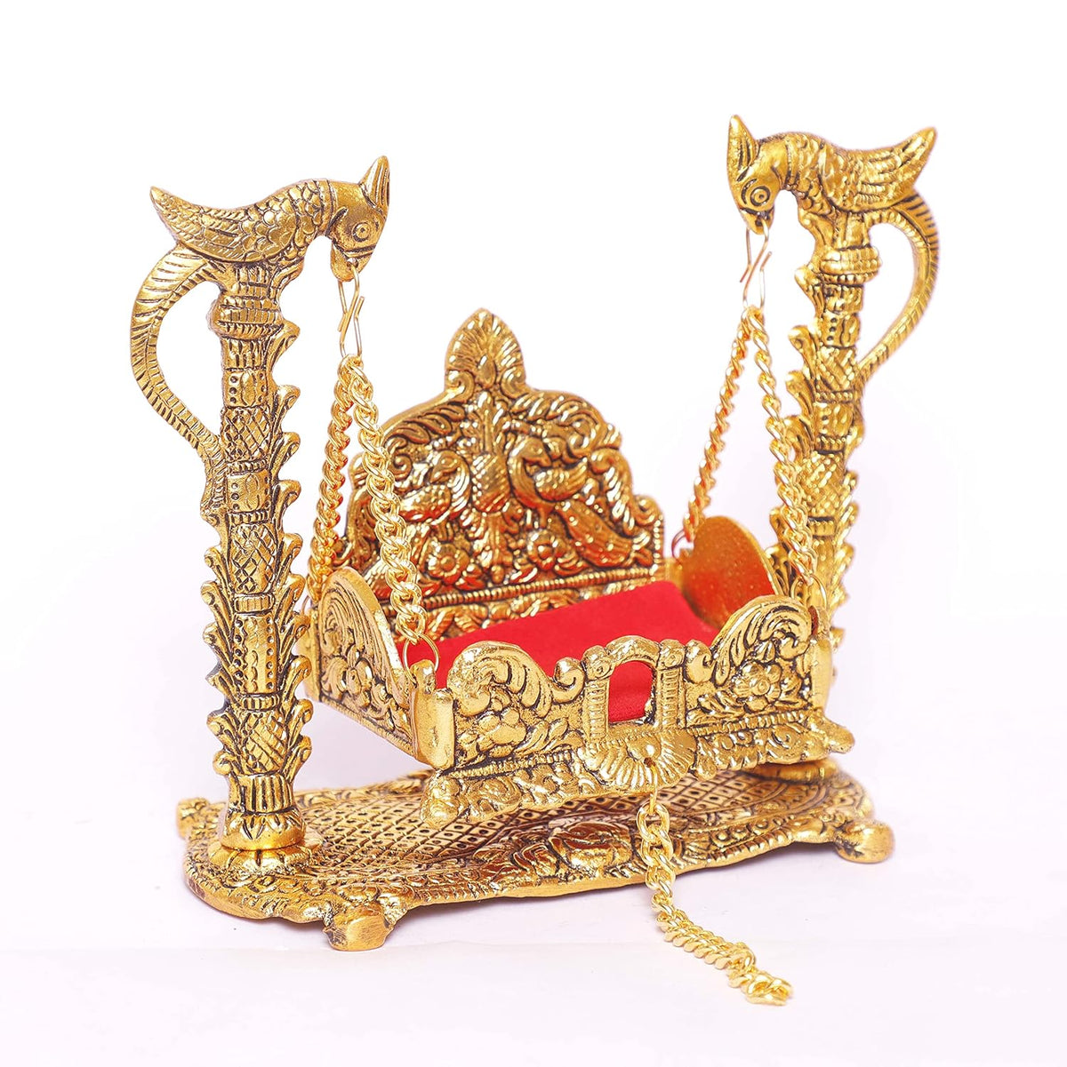 KridayKraft Metal Swing Laddu Gopal Jhula,Krishna Hindola Palana,Decorative Laddu Gopal for Temple Pooja,Showpiece Figurines,Religious Idol Gift Article...