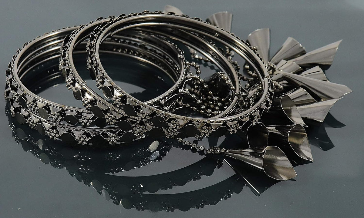 NMII Bangle Set for Women (Grey) (NAB10-Grey-latkan-2.2)