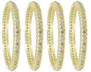 NMII Stylish Designer Metal Bangles Set For Women & Girls with Zircon Stone | Diamond Bangles | Traditional Bangles For Wedding, Party, Shadi, Function | Women's Fashion Jewellery- Set of 4