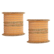 NMII Non-Precious Metal with Base Metal and Studded with Zircon Gemstone or Rosegold Ballchain Glossy Finished Traditional Bangles/Chuda set for Women and Girls