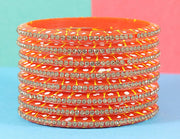 NMII Acrylic (Plastic) With Zircon Gemstone Studded Premium and Traditional Glossy Finished Bangle Set For Women and Girls