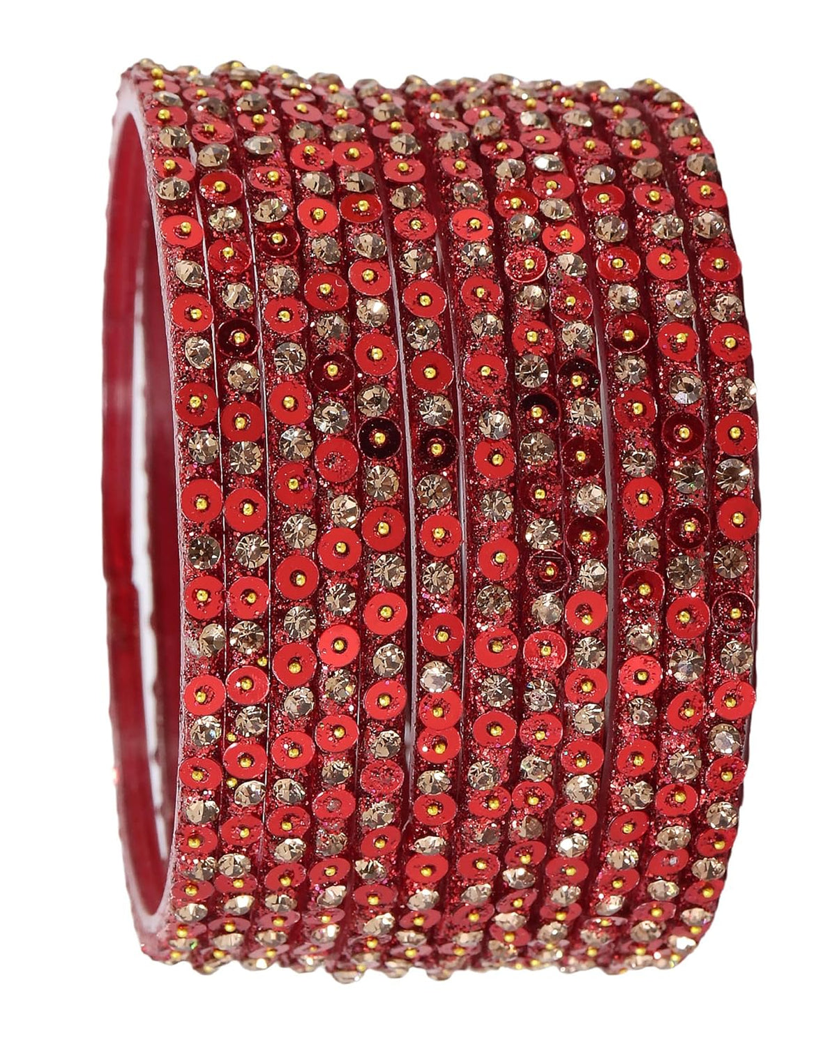 NMII Stylish Glass Bangles Set with Golden Diamond Stone & Sitara Beads Design For Women & Girls | Designer Women's Glass Bangles | Traditional Chudi Set | Girl's Bangles Fashion Jewellery- Set of 12