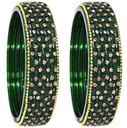 NMII Glass Golden Zircon GemStone & Beads Studded Thick Kada Set For Women & Girls | Chudi Set | Glass Bangles For Women | Fancy Kada For Women Party, Wedding, Occasion, Daily use