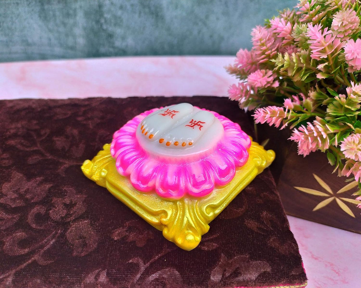 SHINDE EXPORTS Marble charan paduka for god puja (Design 10)