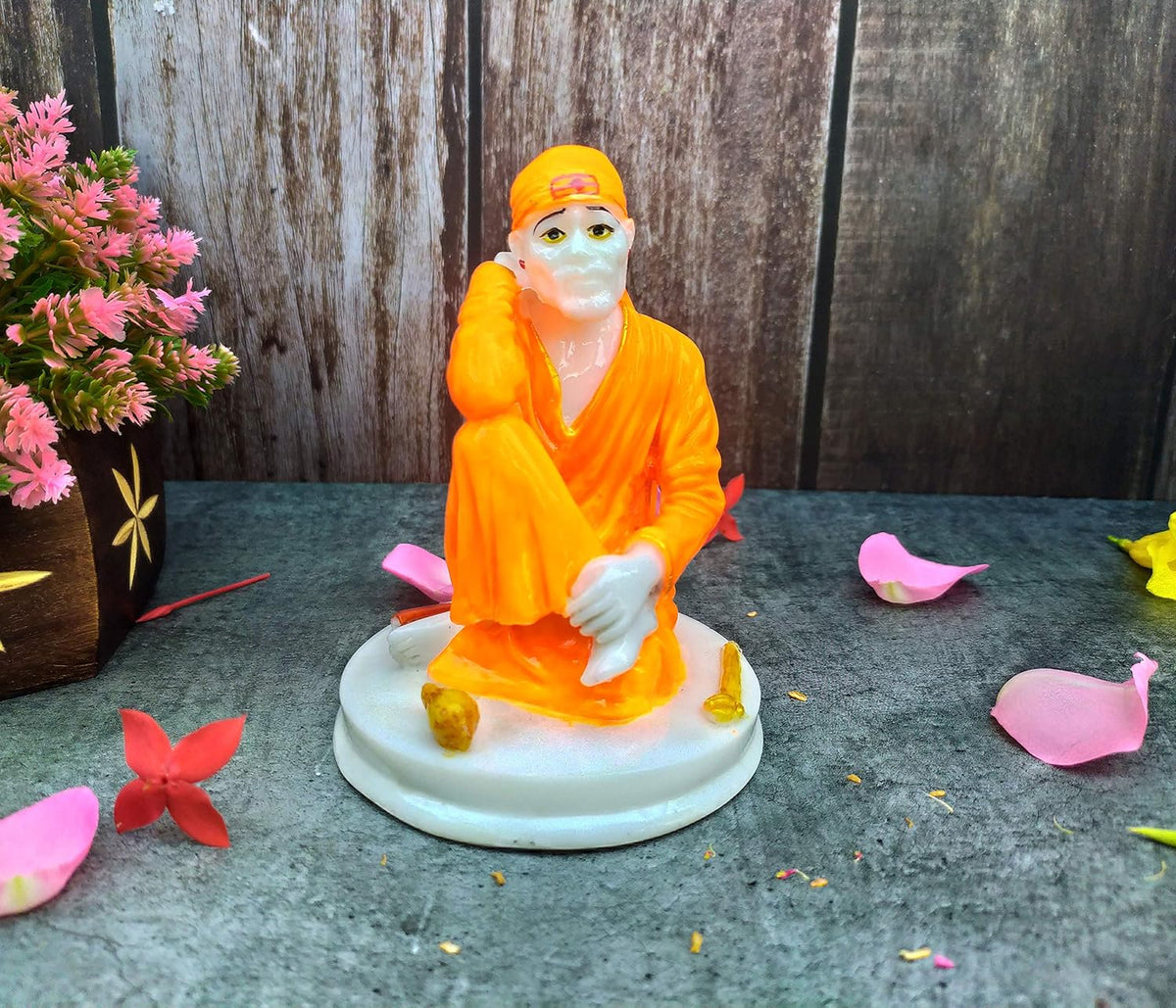 SHINDE EXPORTS saibaba Idol/shirdi saibaba Idol Marble/saibaba Idol for Pooja Room 5 inches