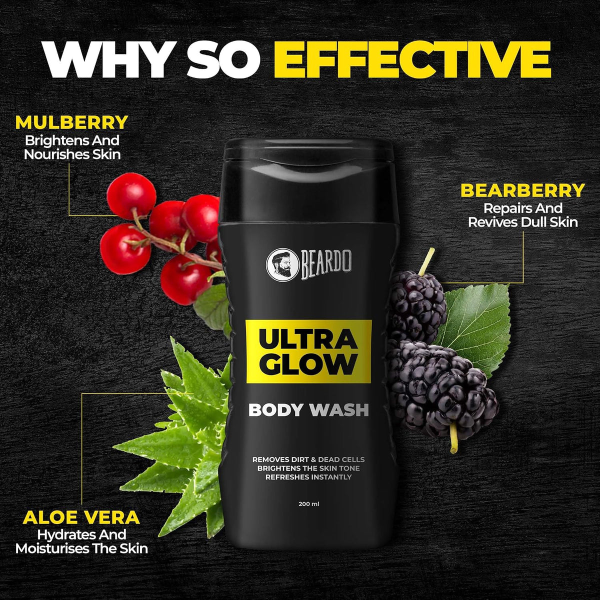 Beardo Ultra Glow Bodywash 200ml & Facewash 100g Duo | Hydrated and Refreshing Skin | Brightening and Glowing Skin | Deep Cleansing & Nourishment | Suitable for All Skin Types - Set of 2