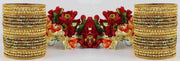 NMII Glass and Silk Thread Zircon Gemstone Bangle Set For Women/Girls
