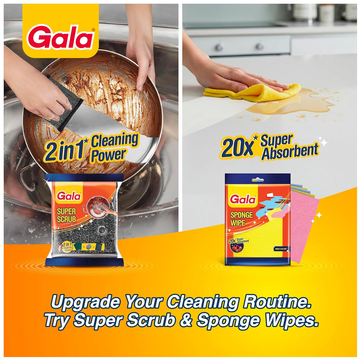 Gala Scrub Pad for Kitchen Utensils, Dishwashing and Tough Stain Cleaning, Reusable Kitchen Scrubber, Pack of 5