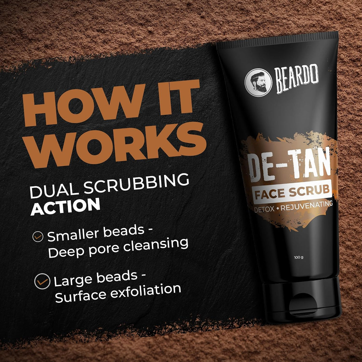 Beardo Face De-Tan Express Kit for Men | Face Wash, Face Scrub & Clay Mask | Helps Remove Tan, Dirt & Dead Skin | 3-Step Express De-Tan Routine